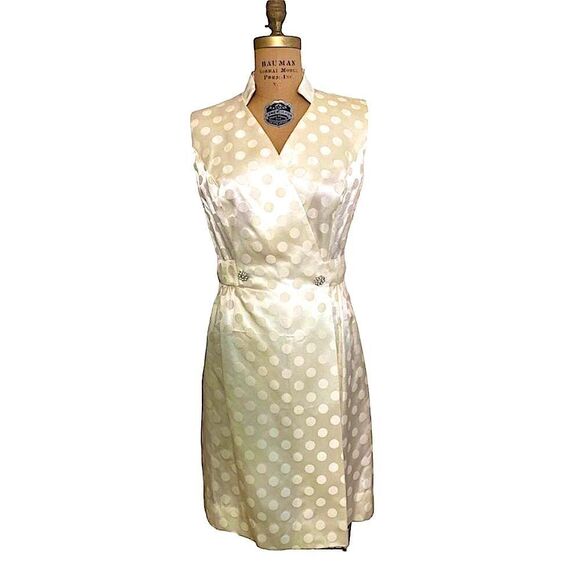 Vintage 50’s Parfait Originals sleeveless cream wrapover Polkadot Dress size XS - Picture 3 of 11